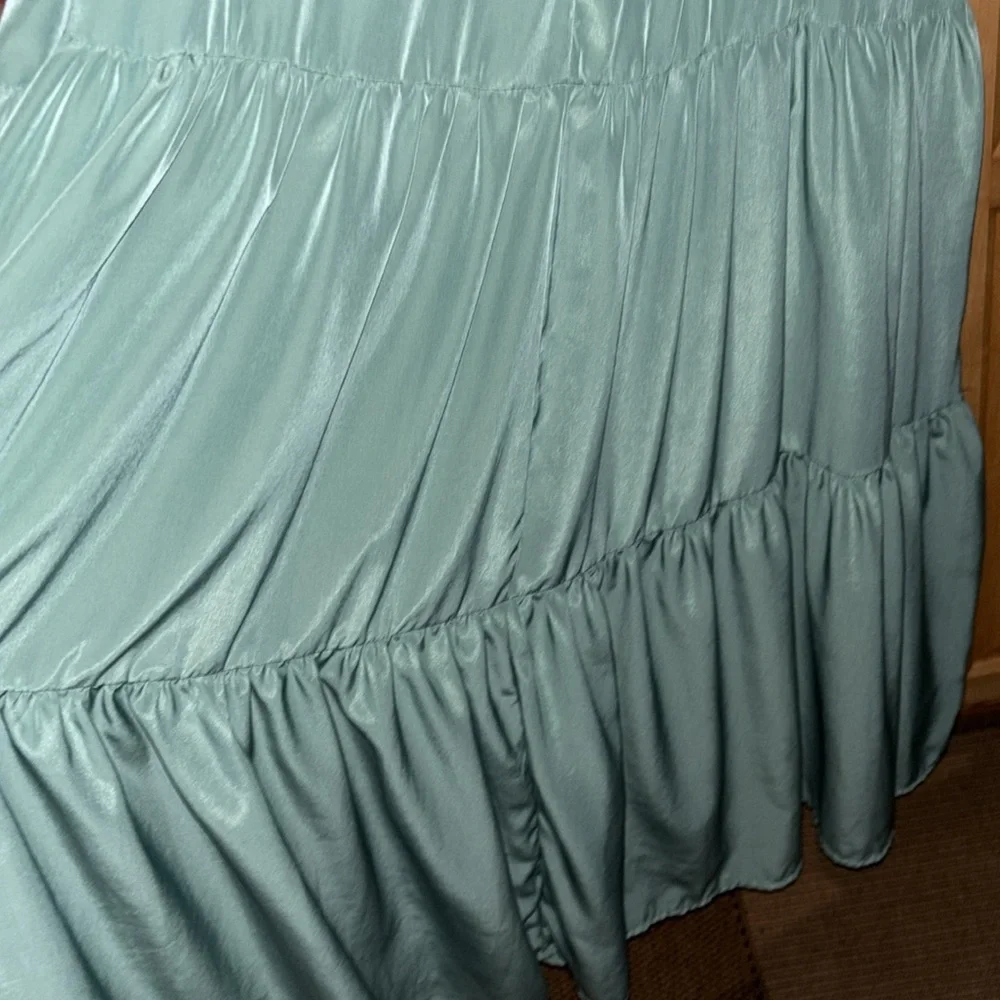 Fables agate green color women’s medium spaghetti strap Thai front long dress - Picture 8 of 12